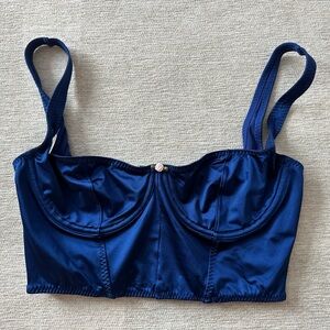 Skims Stretch Satin Corset in Neptune